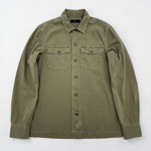 ALLSAINTS Olive Green Spotter Cotton Denim Button-Up Shirt Jacket Size Medium